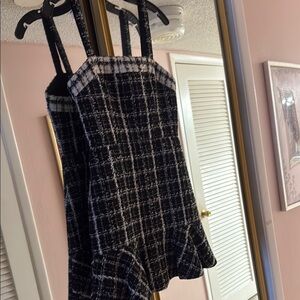 Alice + Olivia Black and White Plaid Mini Dress
